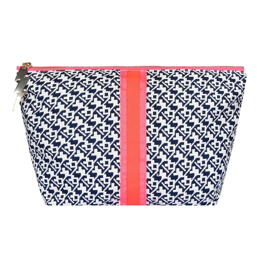 Navy Geometric Wash Bag