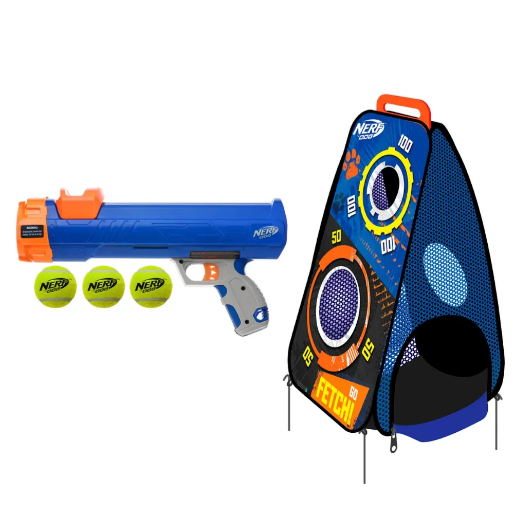 Nerf Dog Tennis Ball Blaster with Target -Plus Carry Bag