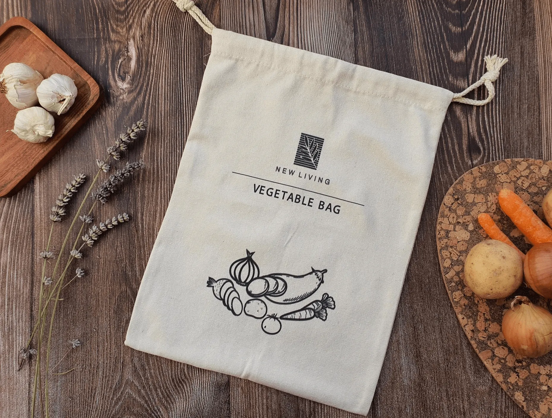 New Living- Reusable Linen-Cotton Vegetable Bag