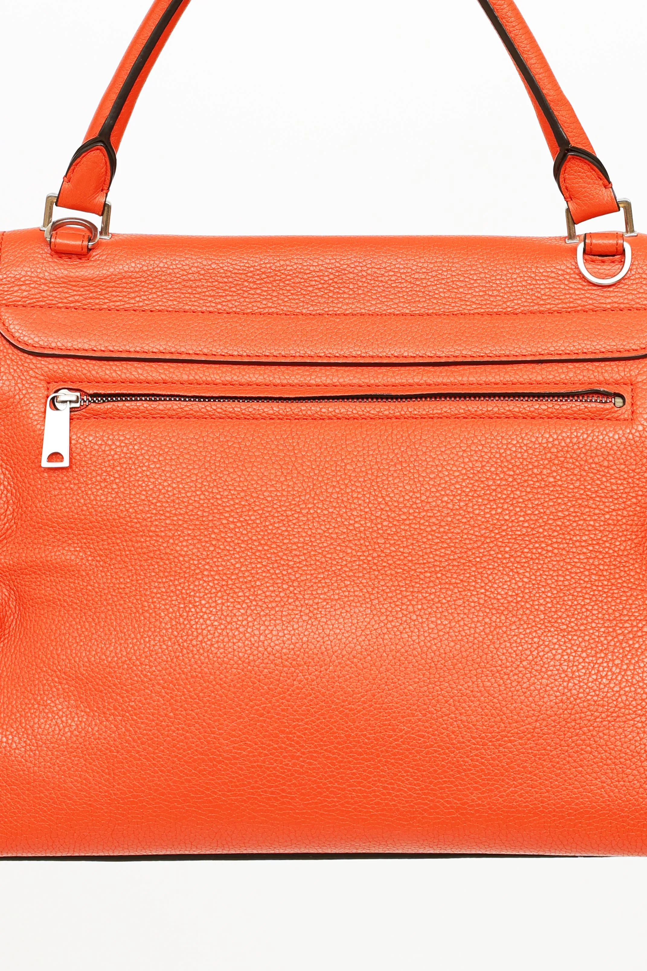 Orange Leather & Suede Medium Trapeze Bag