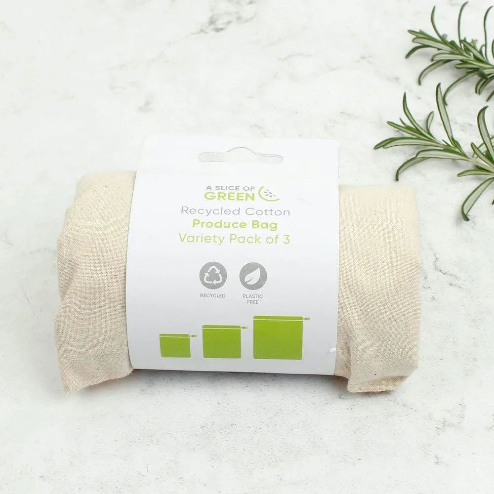 Pack of 3 Recycled Cotton Produce Bags