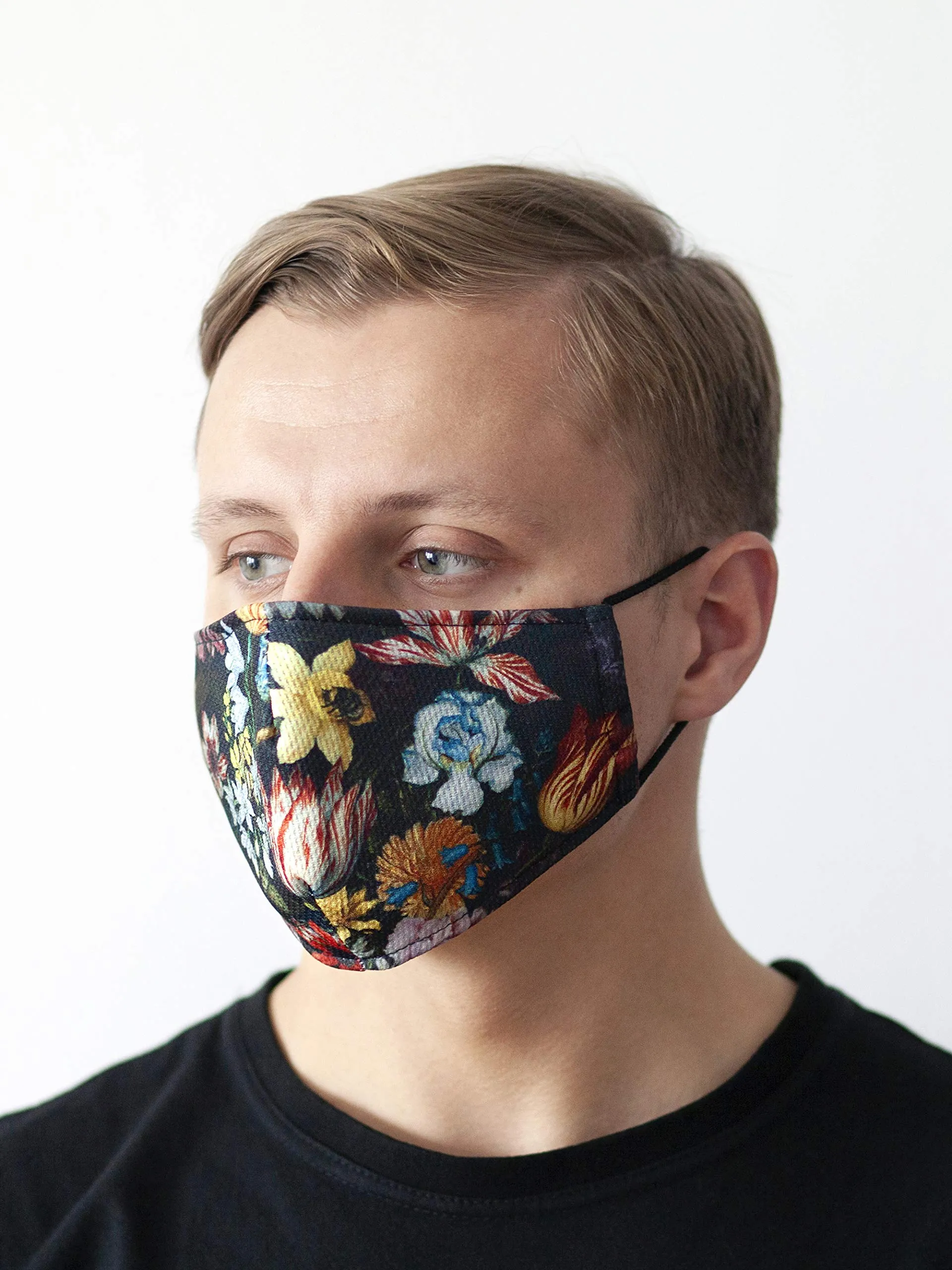 Patterned Face Mask Printed Cover Reusable World Art Series (Flowers)