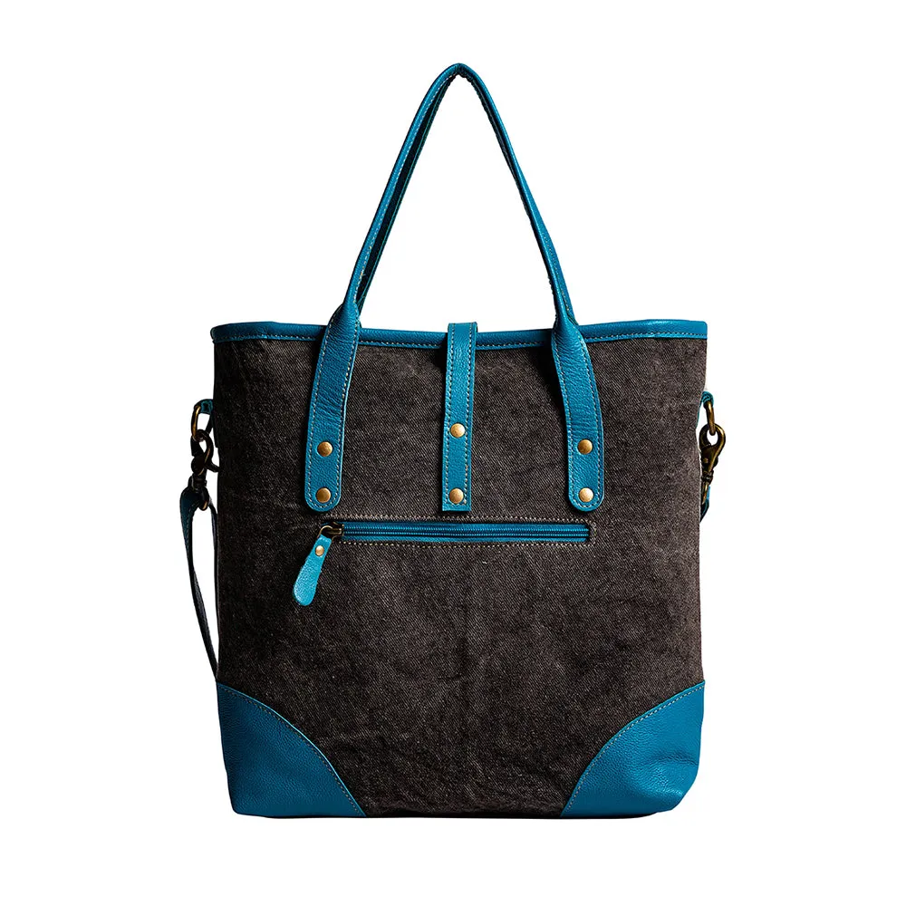 Pecos Pointe Canvas & Hairon Bag In Blue