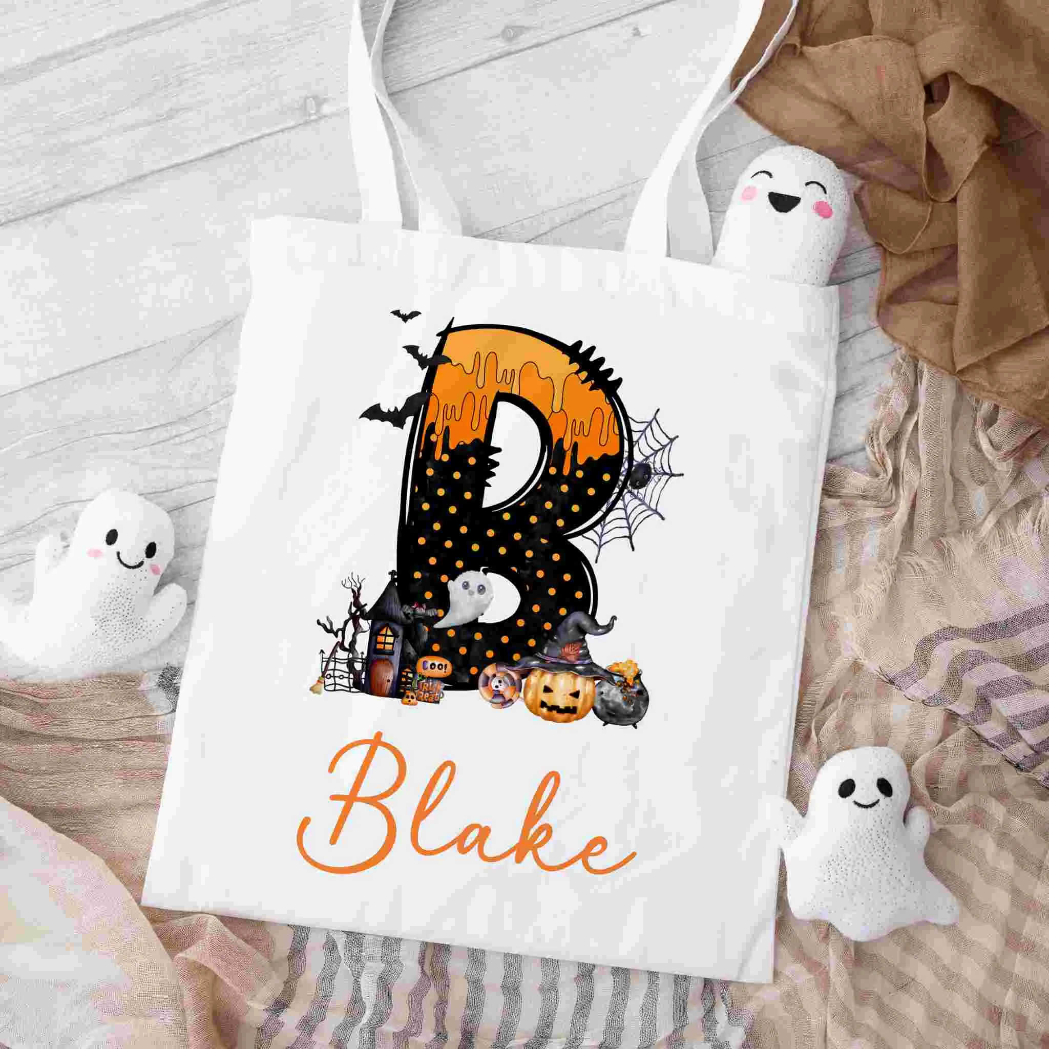 Personalised Children's Halloween Trick or Treat Bag – Customised Candy Tote for Spooky Fun