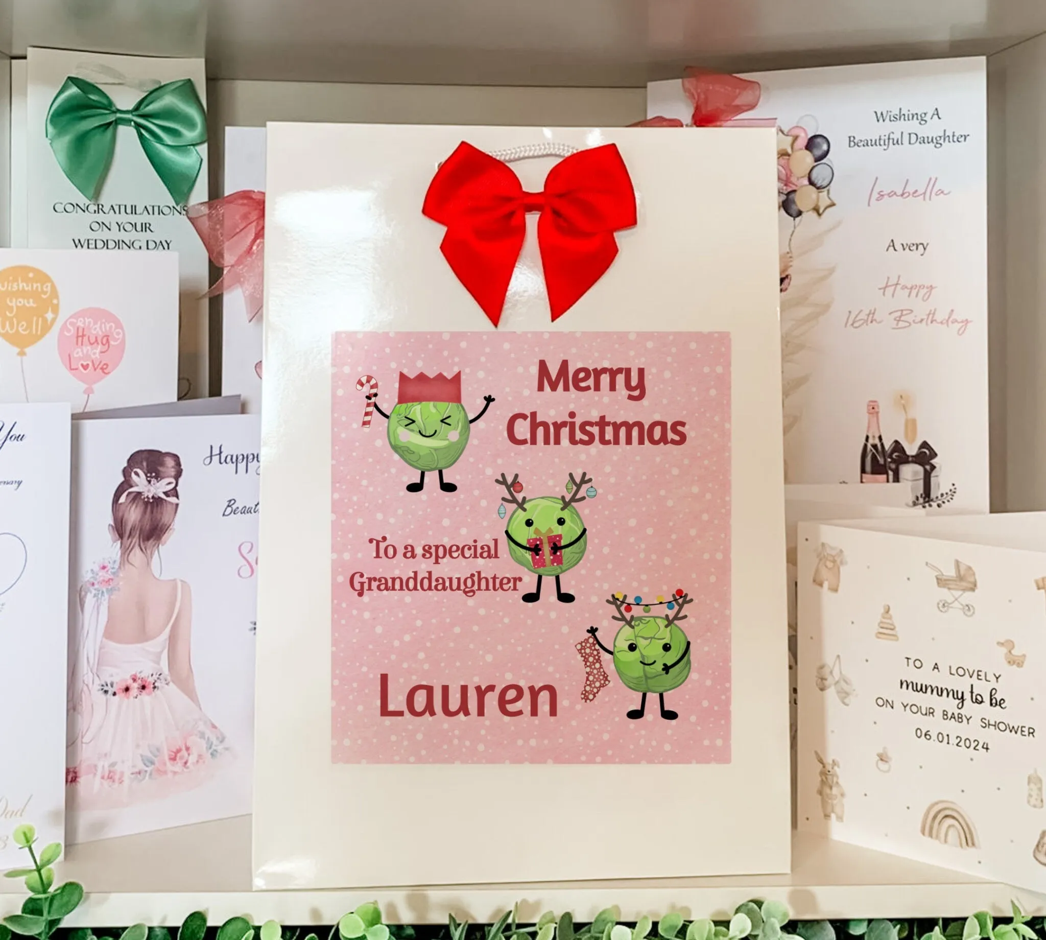 Personalised Christmas Gift Bag ,Personalised Sprout Christmas Gift Bag, Family Gift Bags, Festive Gift Wrapping Secret Santa Sprout Lovers