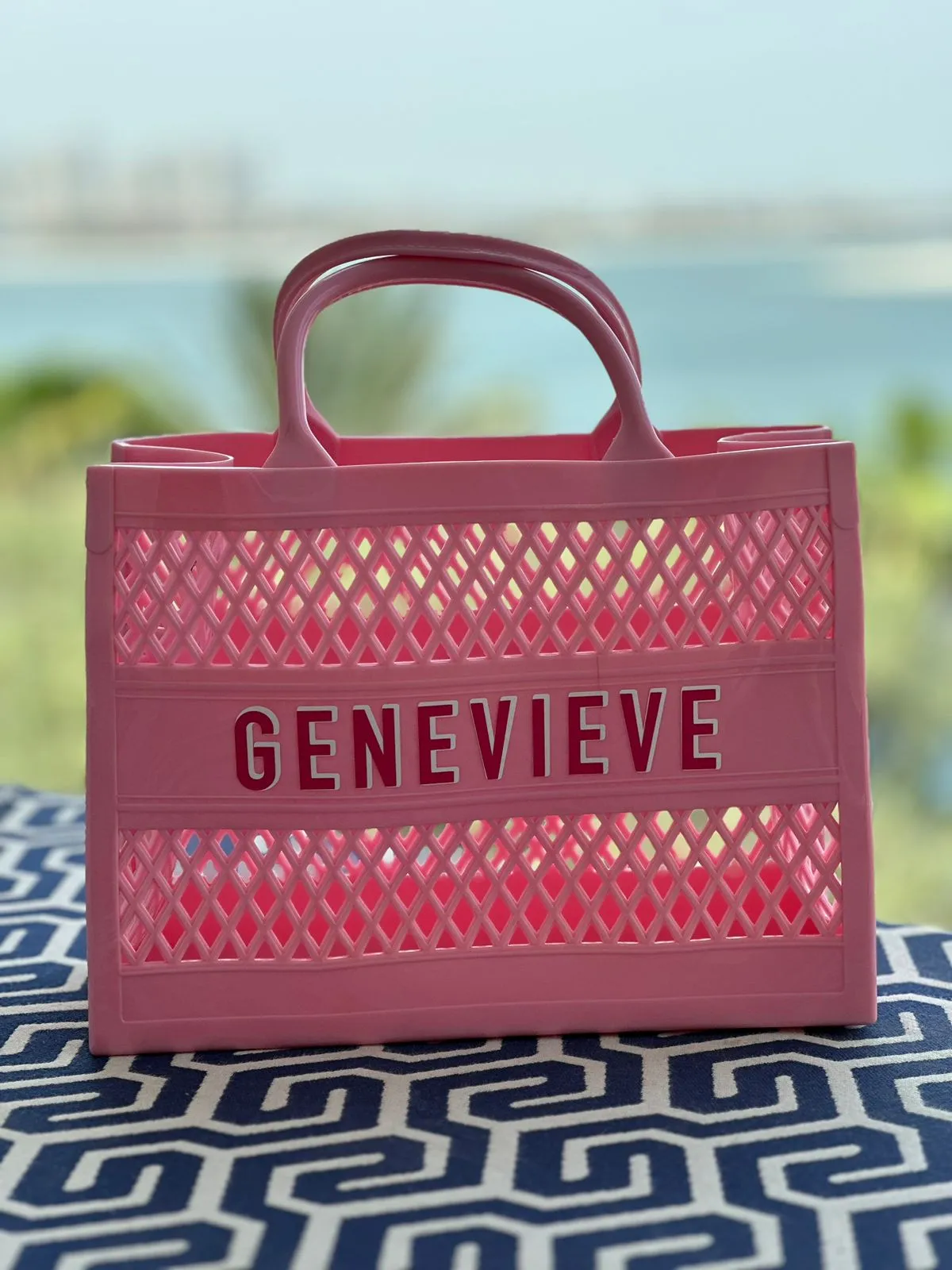 Personalized Electric Blue Jelly Beach Bag