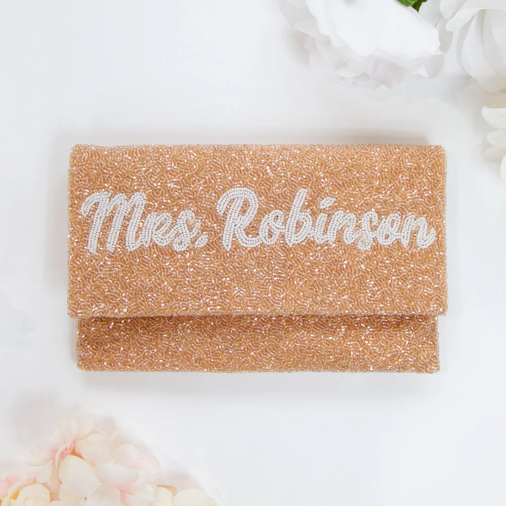 Personalized Seed Bead Clutch Purse for Brides (LHFC)