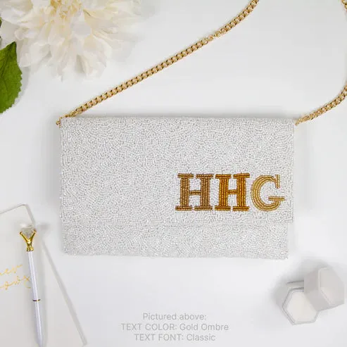 Personalized Seed Bead Clutch Purse for Brides (LHFC)