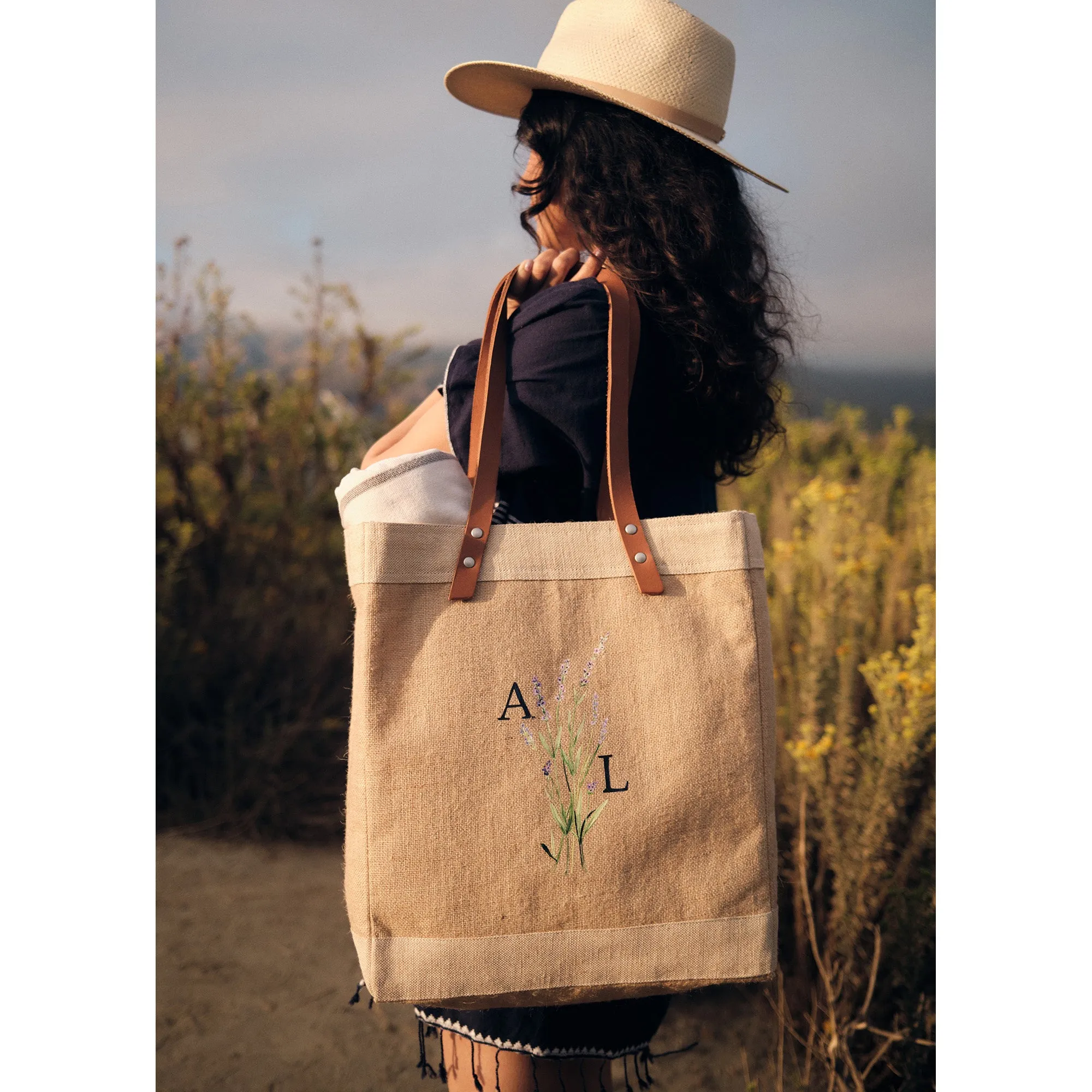 Petite Market Bag in Natural Lavender Bloom by Amy Logsdon