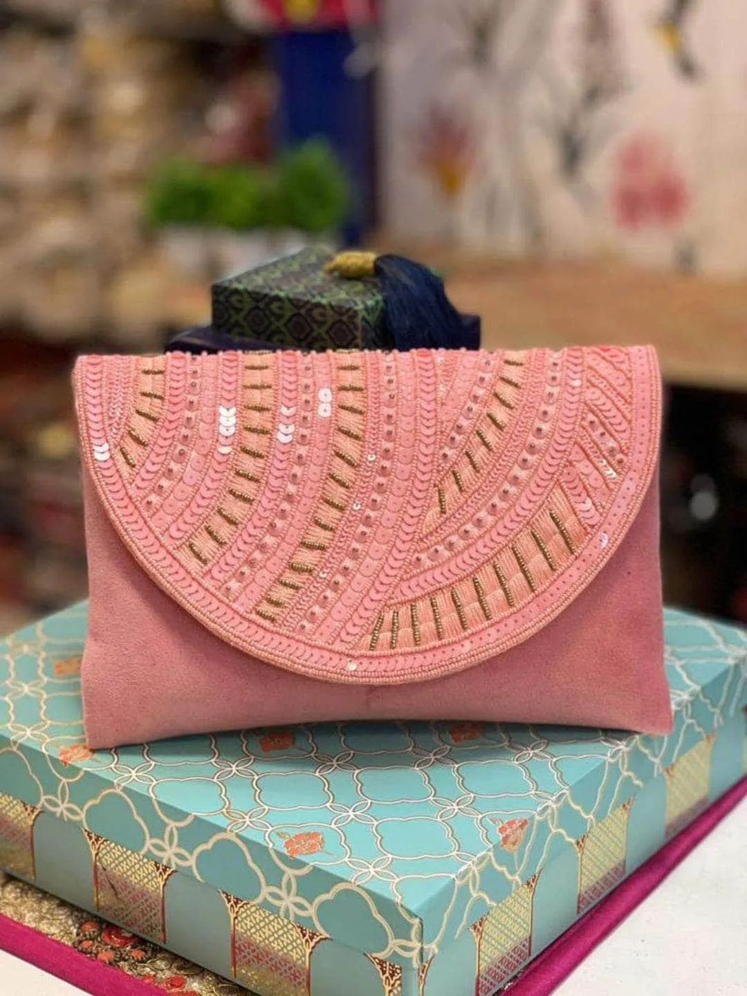 Pink Glitter Clutch Bag