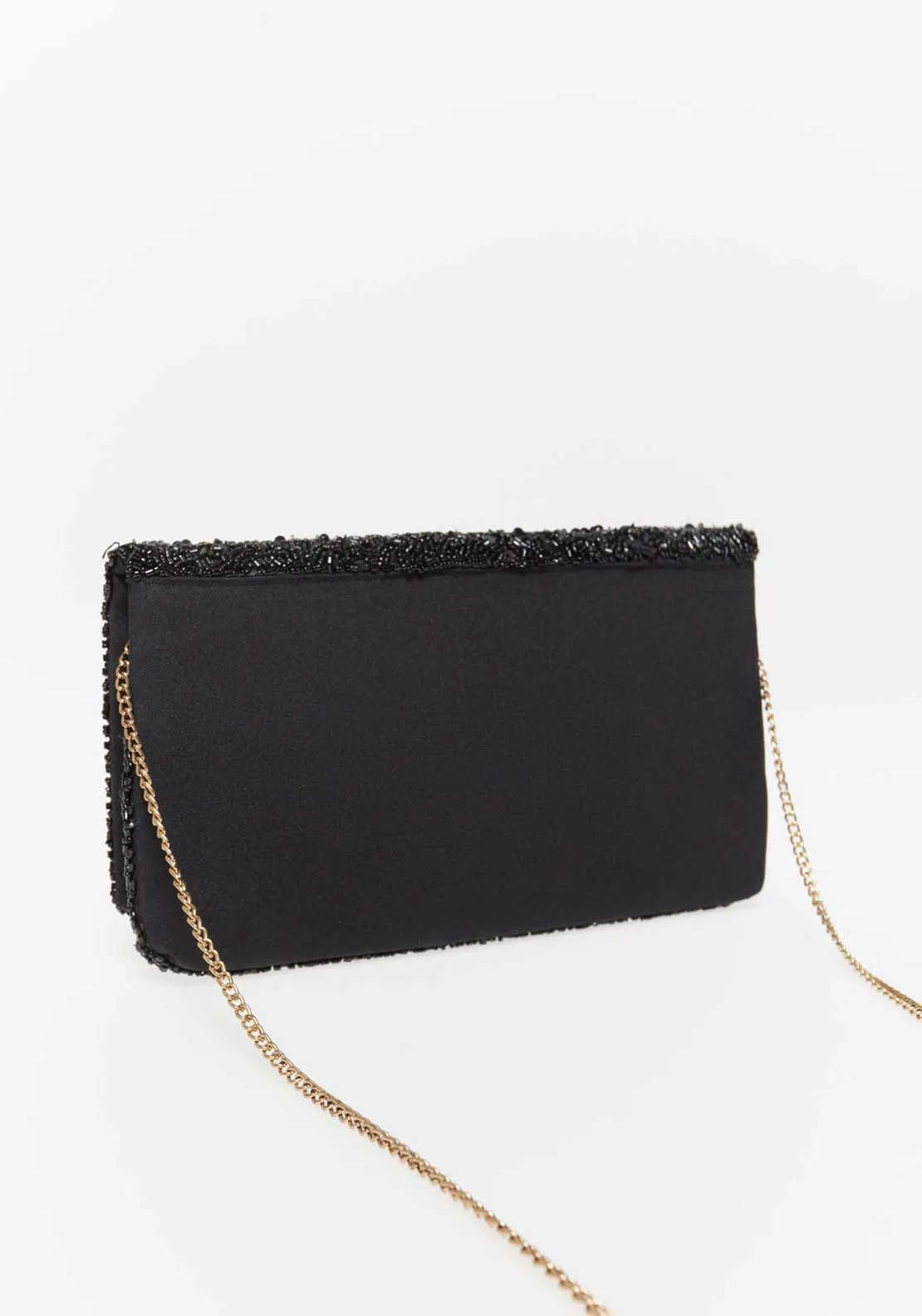 Plain Beaded Envelope - Black