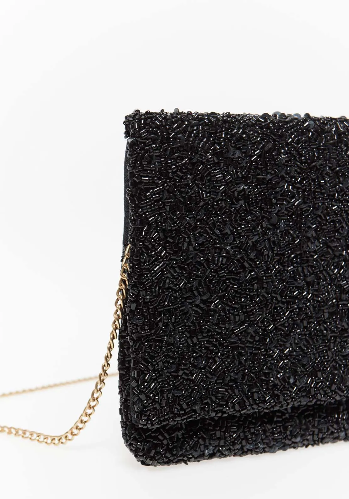 Plain Beaded Envelope - Black