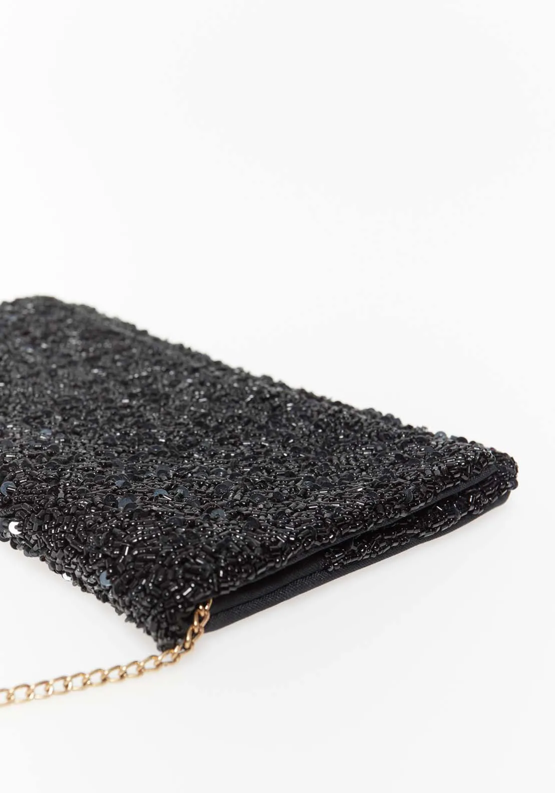 Plain Beaded Envelope - Black