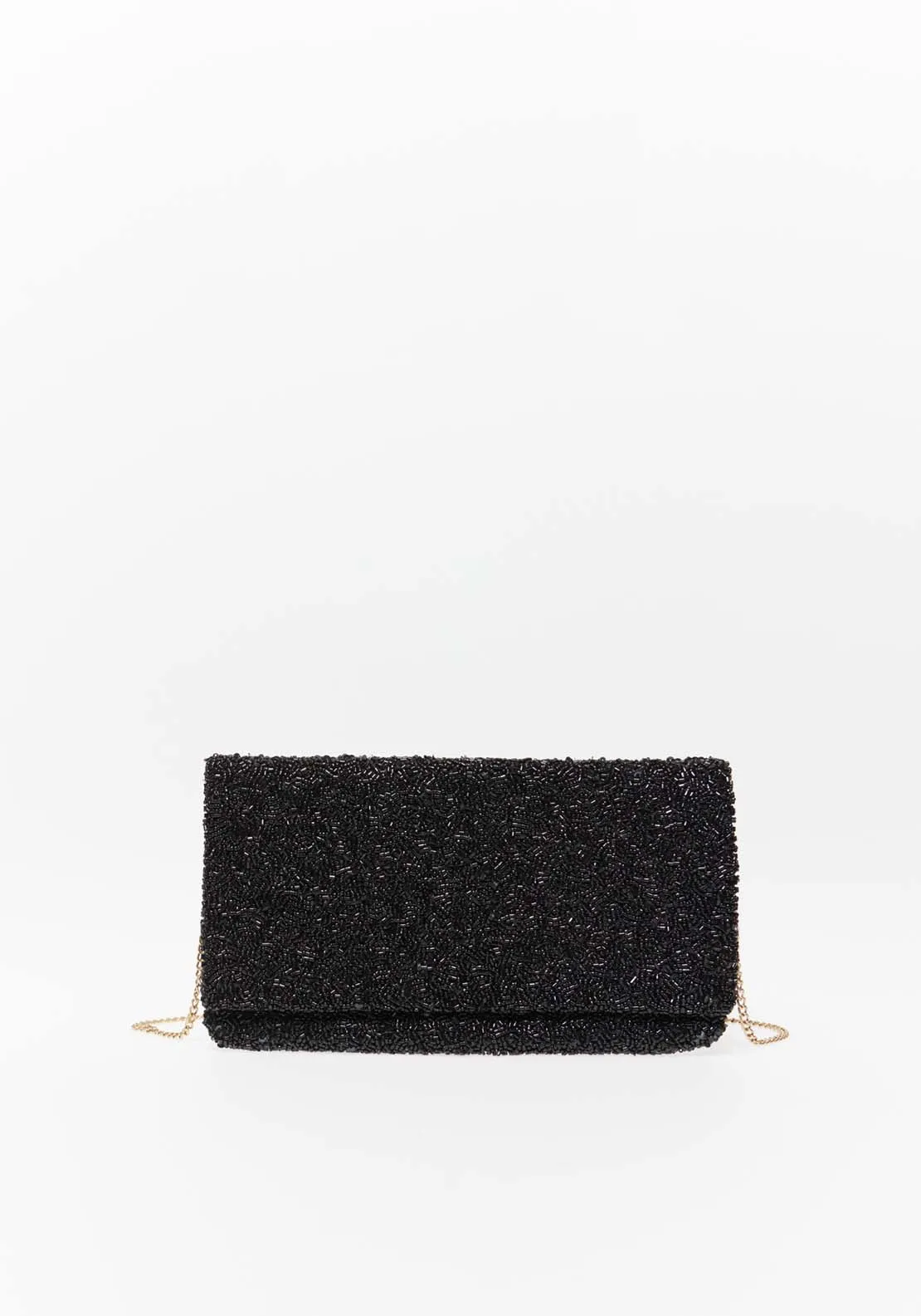 Plain Beaded Envelope - Black