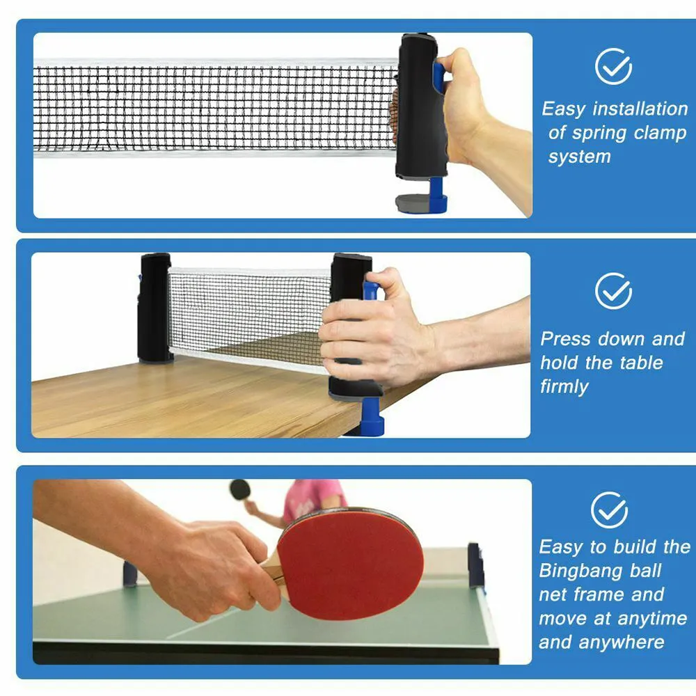 Portable Retractable Ping Pong Net Rack for Home and Office