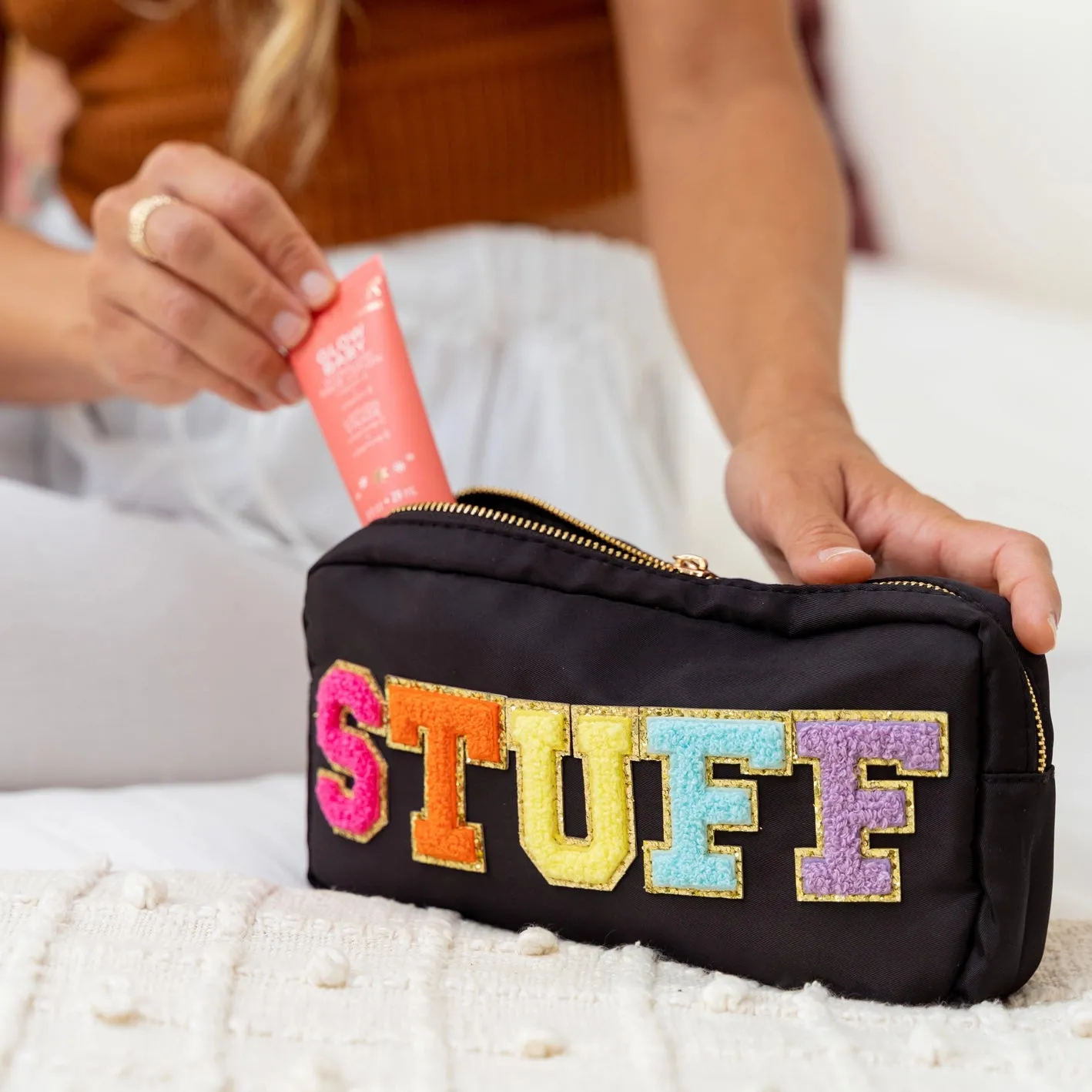 Preppy "STUFF" Lettered Toiletry Pouch