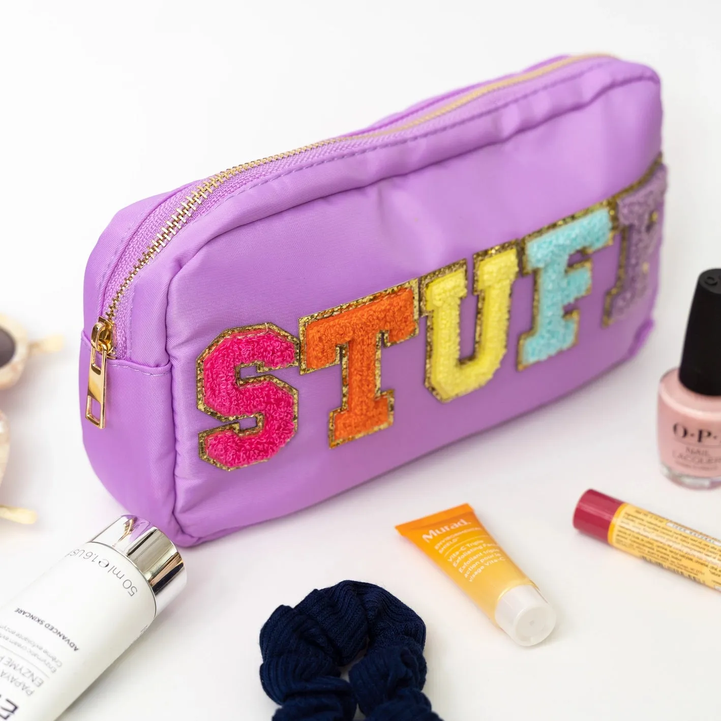 Preppy "STUFF" Lettered Toiletry Pouch