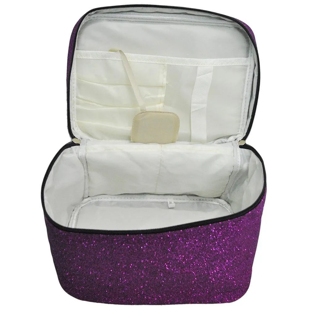 Purple Glitter NGIL Large Top Handle Cosmetic Case