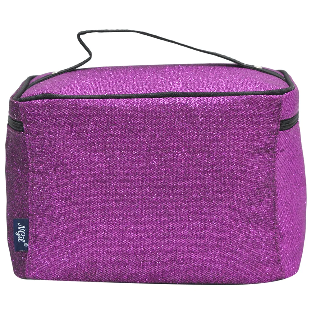 Purple Glitter NGIL Large Top Handle Cosmetic Case