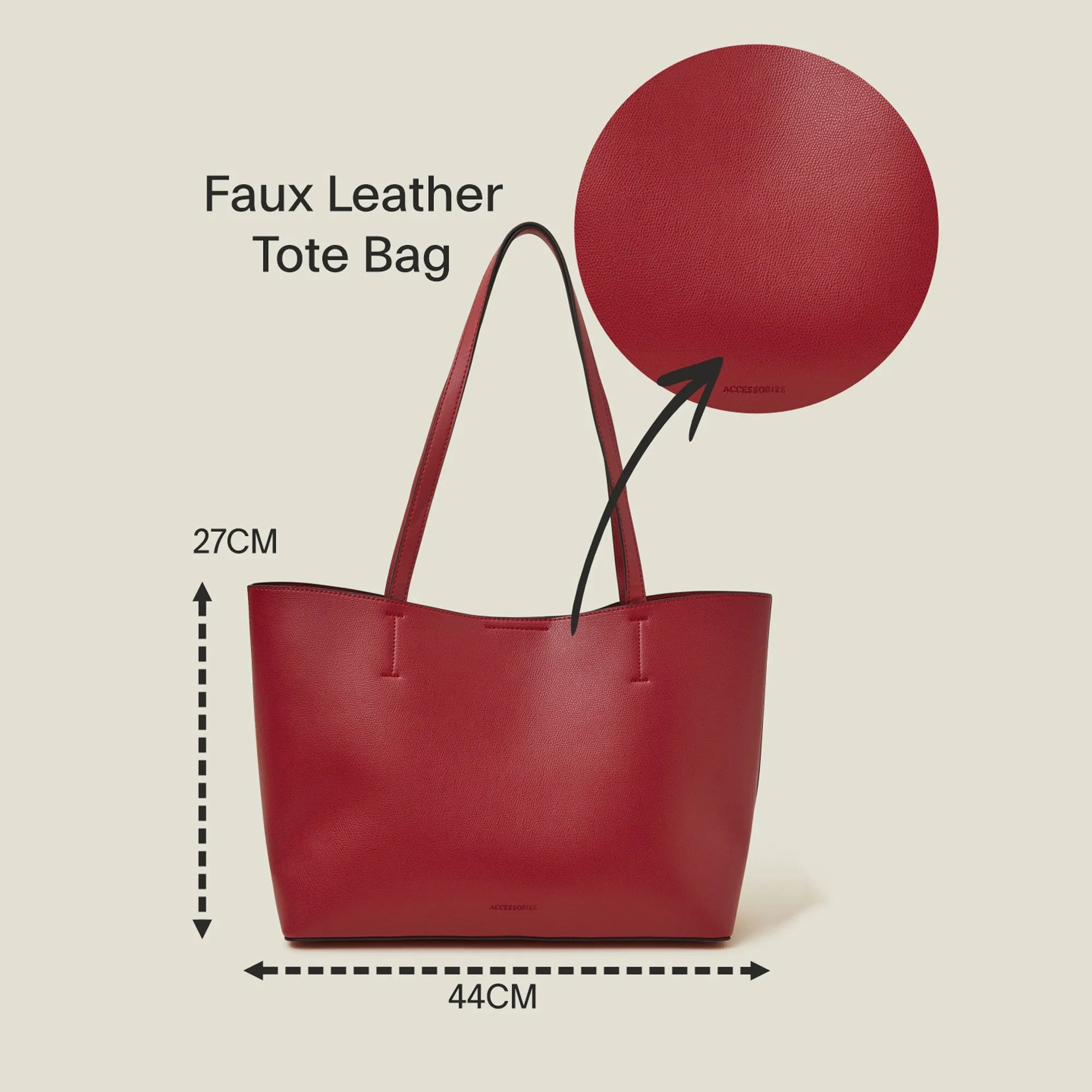 Red Faux Leather Tote Bag