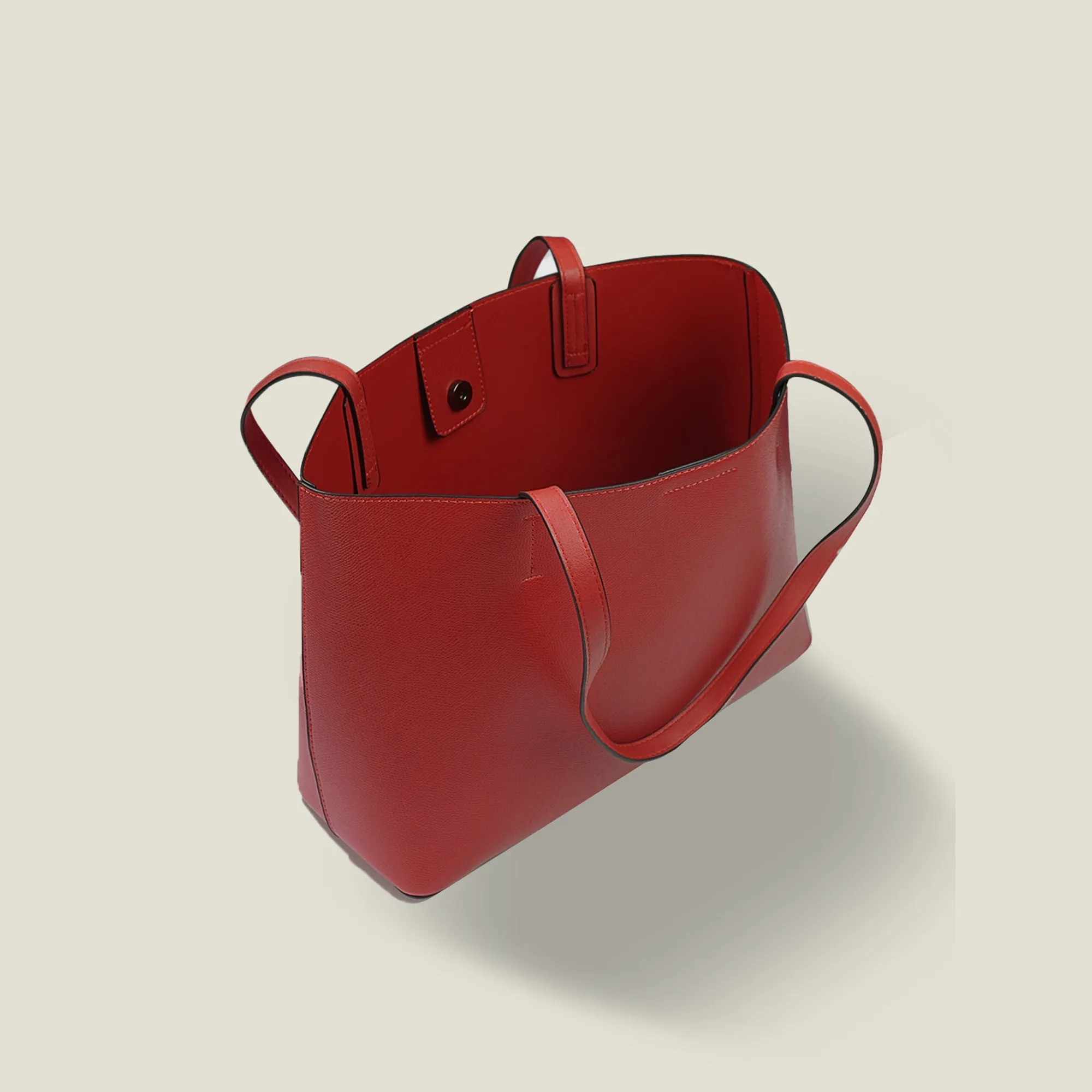 Red Faux Leather Tote Bag