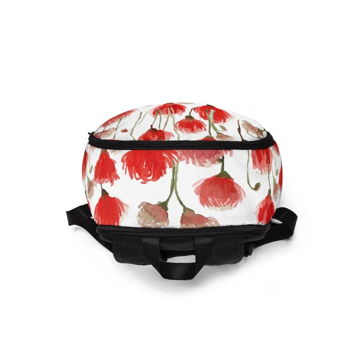 Red Poppy Backpack, Best Flower Floral Print Designer Unisex Fabric Backpack School Bag With Laptop Slot