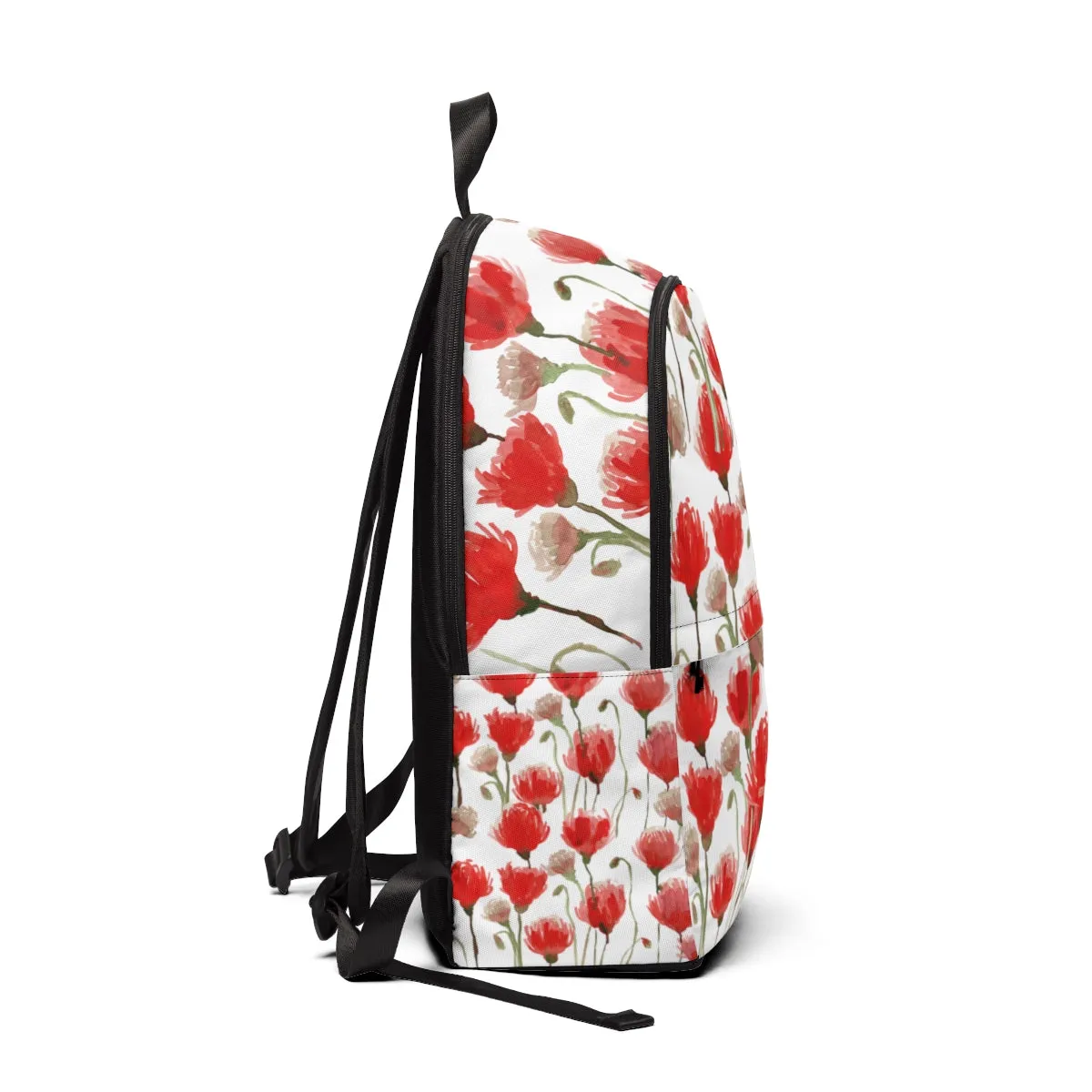 Red Poppy Backpack, Best Flower Floral Print Designer Unisex Fabric Backpack School Bag With Laptop Slot