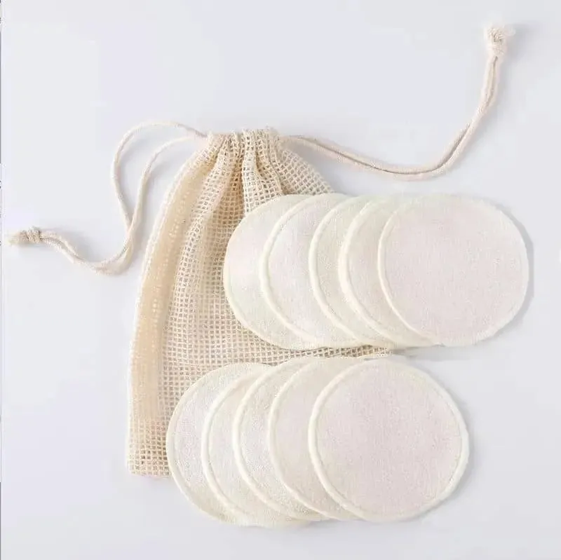 Reusable Makeup Remover Pads, Eco-Friendly Cotton & Bamboo Rounds for Toner & Exfoliants, Includes Washable Bag for Laundry & Storage