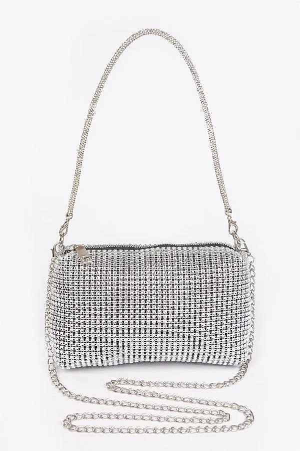 Rhinestone Studded Purse - Silver