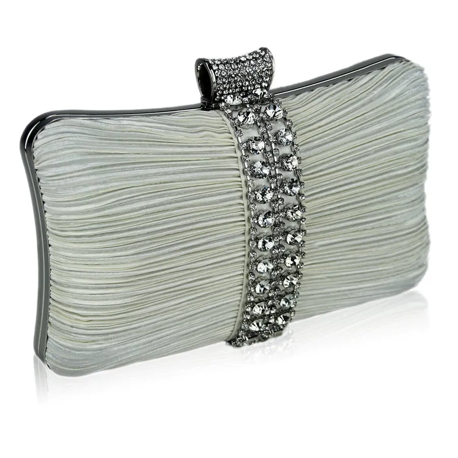 Riya Satin and Crystal Clutch Handbag