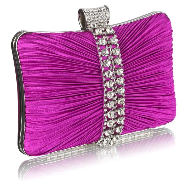 Riya Satin and Crystal Clutch Handbag