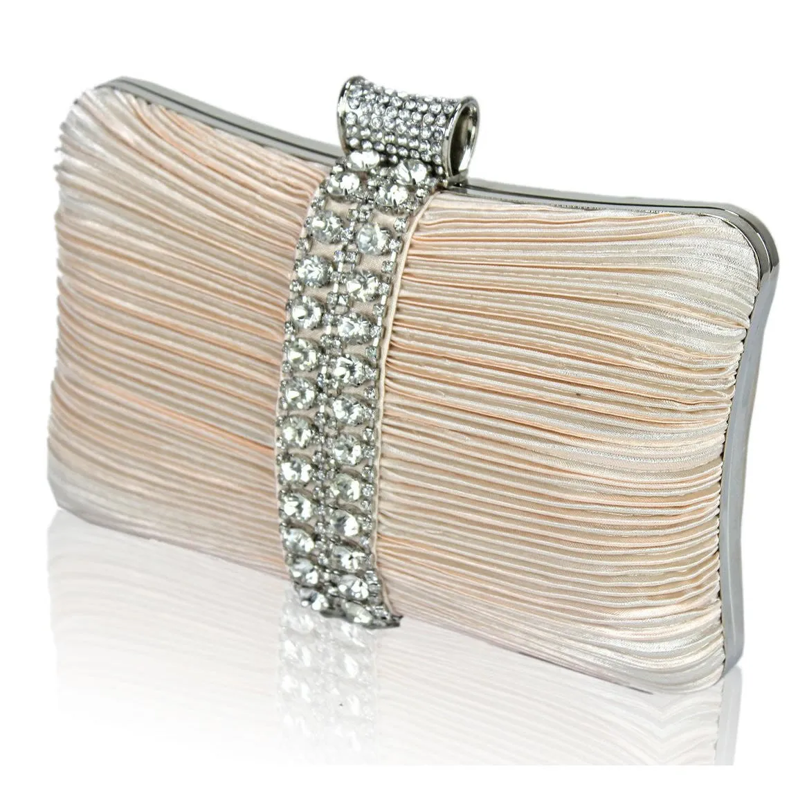 Riya Satin and Crystal Clutch Handbag