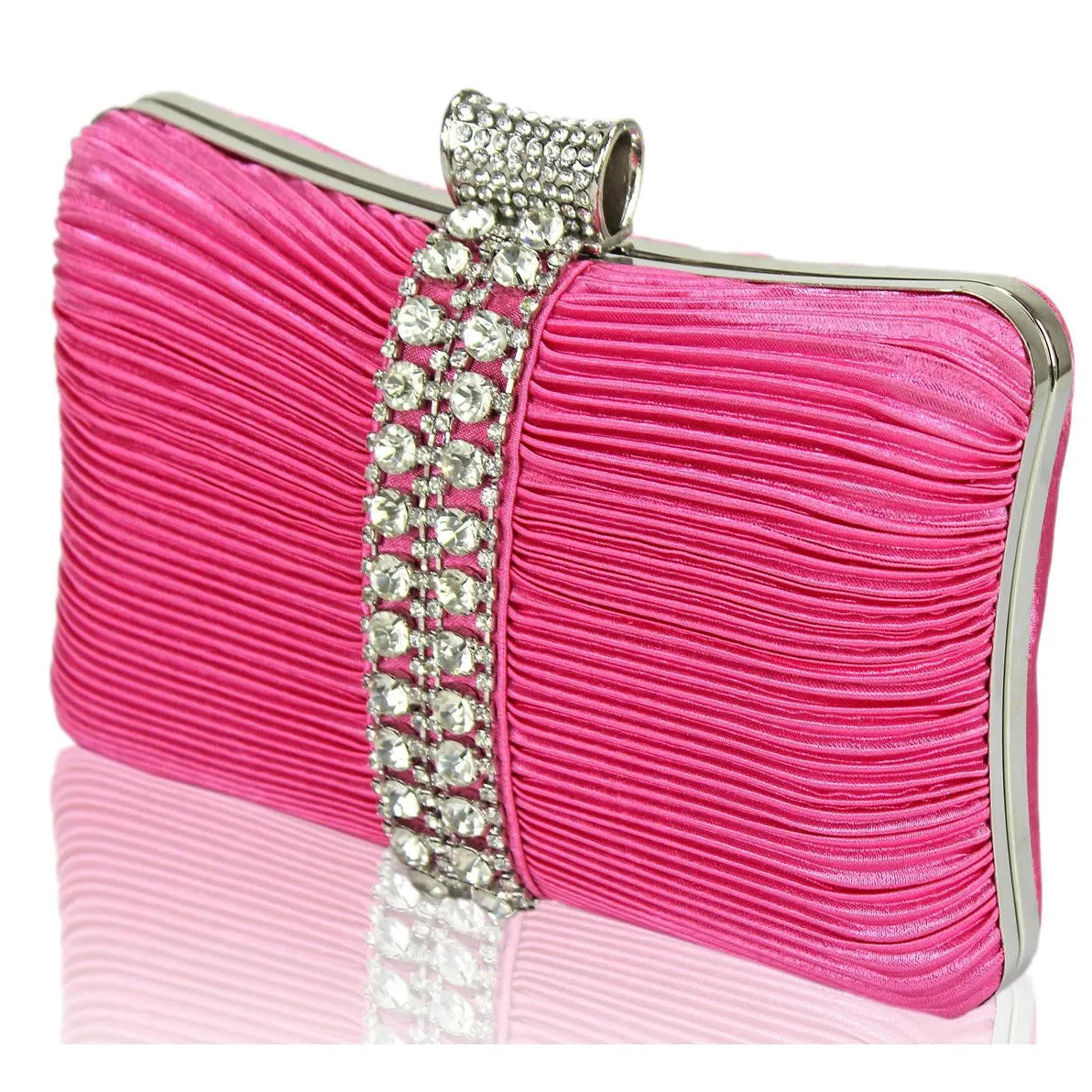 Riya Satin and Crystal Clutch Handbag