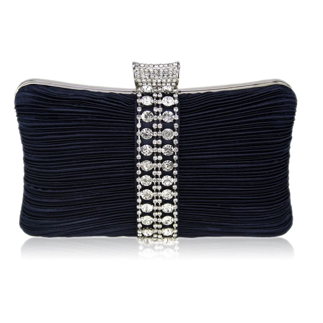 Riya Satin and Crystal Clutch Handbag