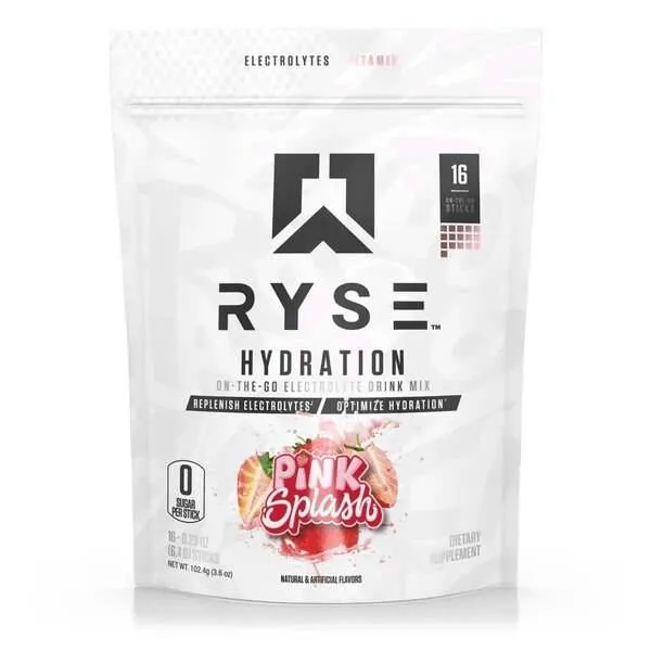 RYSE Hydration Sticks, Pink Splash - 16 x 64g