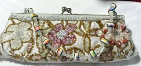 Sale-New Listing-Gorgeous Chinese White Silk Purse with Beads