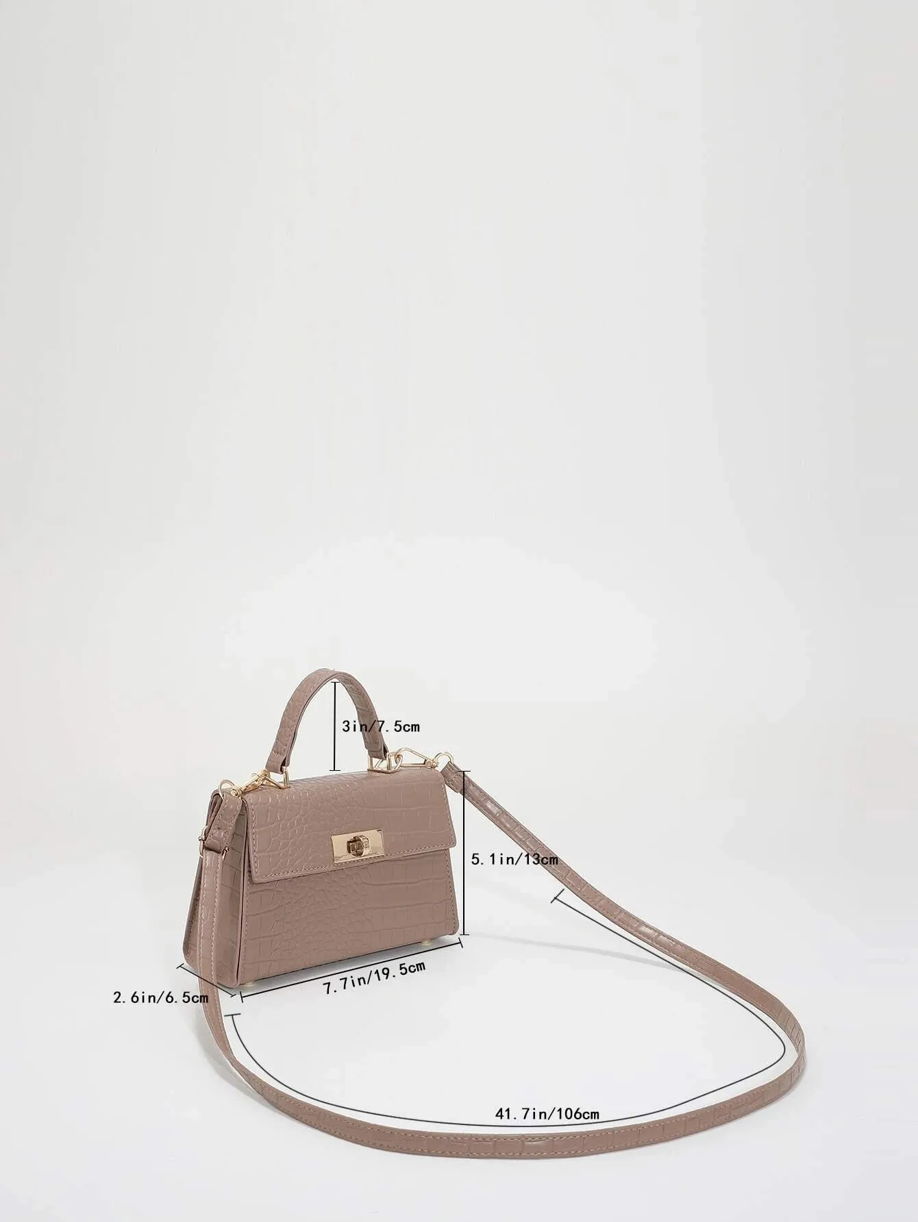 SHEIN Mini Crocodile Embossed Twist Lock Flap Square Bag