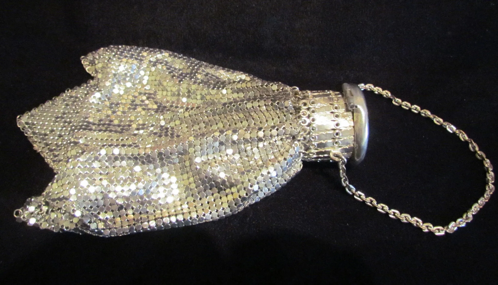 Silver Mesh Gate Top Purse Whiting Davis Wedding Purse Accordion Bridal Bag Art Deco Evening Bag