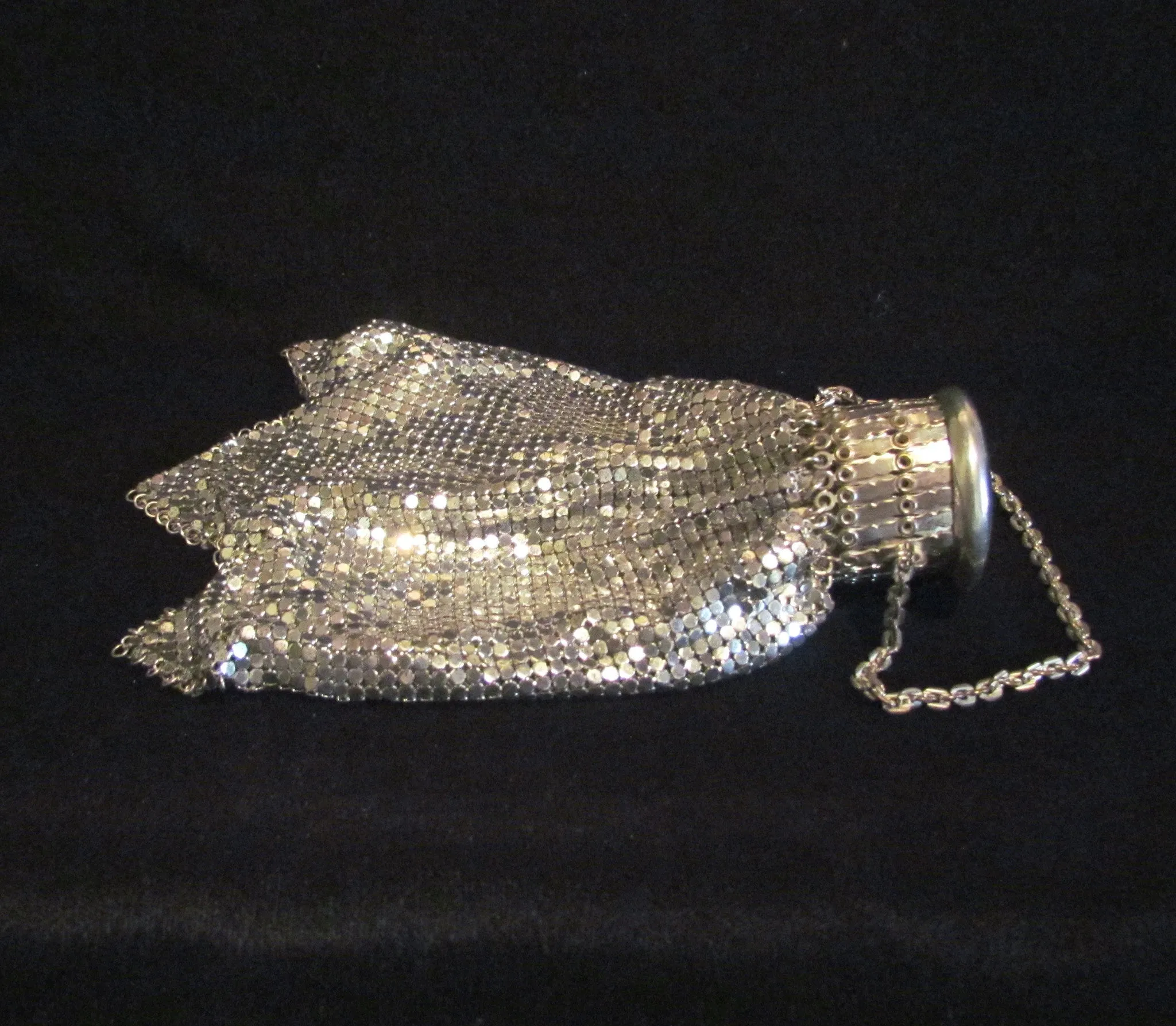 Silver Mesh Gate Top Purse Whiting Davis Wedding Purse Accordion Bridal Bag Art Deco Evening Bag