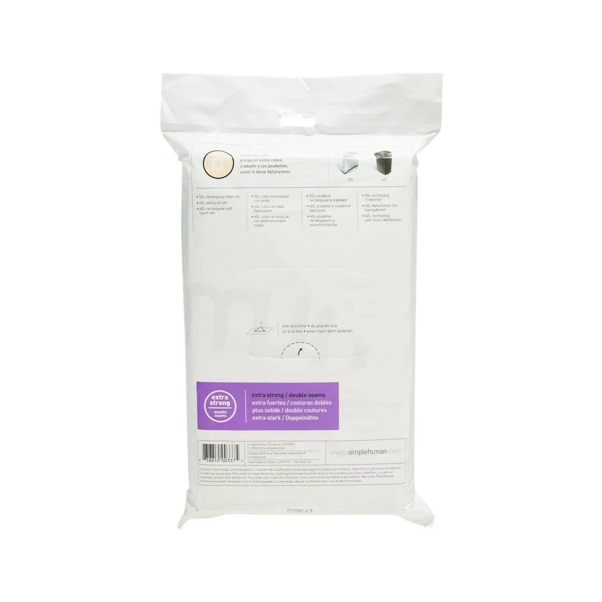 SIMPLEHUMAN Trash Bag 50 - 65L (Q)  (20pcs)