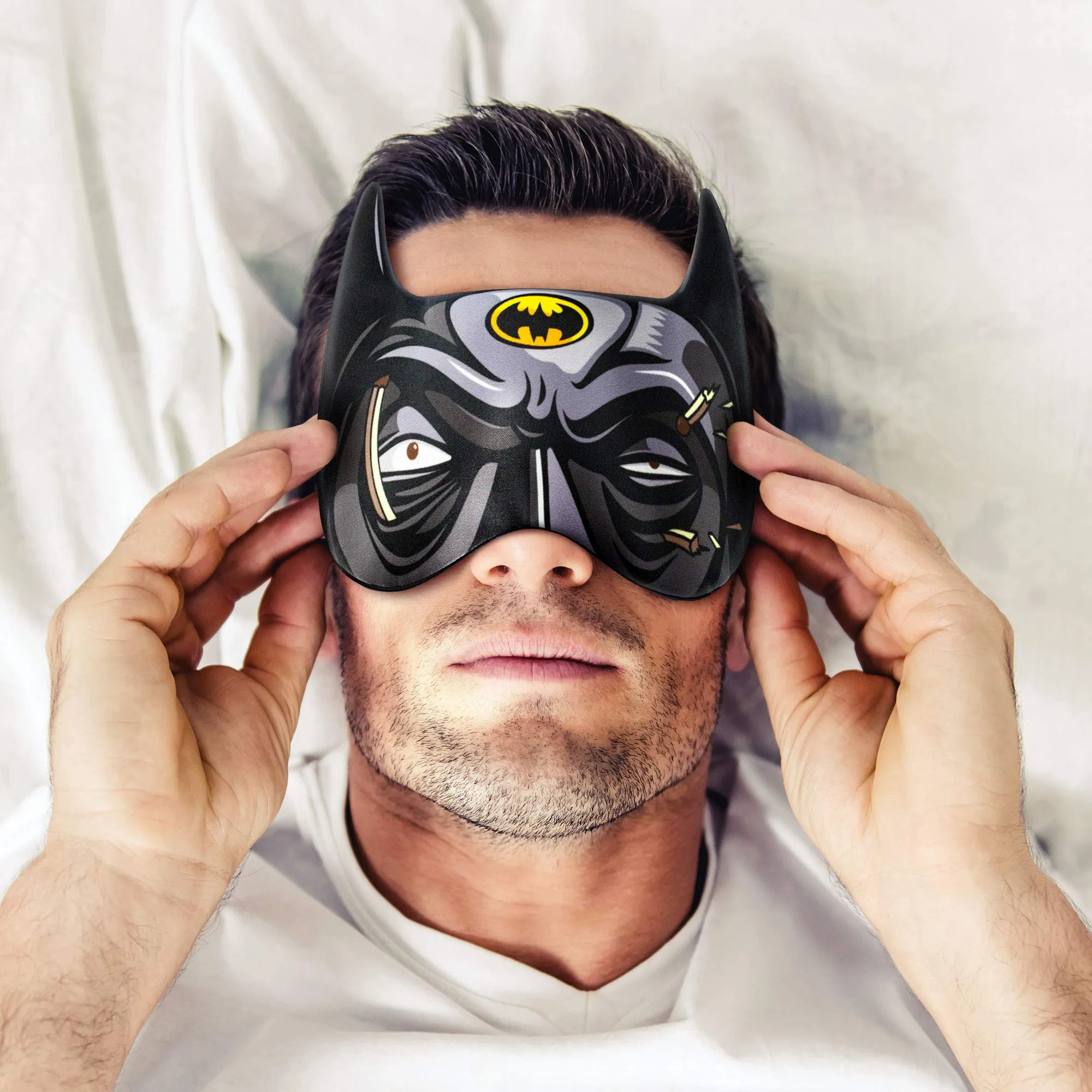 Sleep mask Kids Man Children Sleeping mask Blindfold Super Heroes DC Comics Marvel Batman Adjustable Band (Batman Black, Gift Pack)