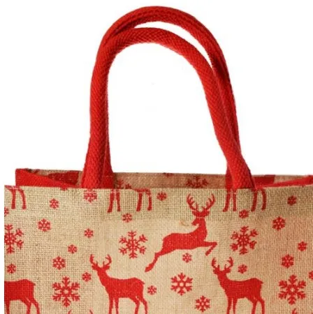 Small Reindeer Jute Shopping Bag