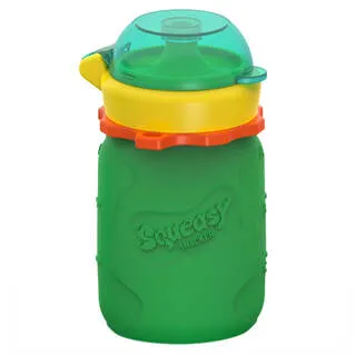 Squeasy Snacker Small 105ml- Silicone Yogurt, Baby Food and Drink Pouch Green