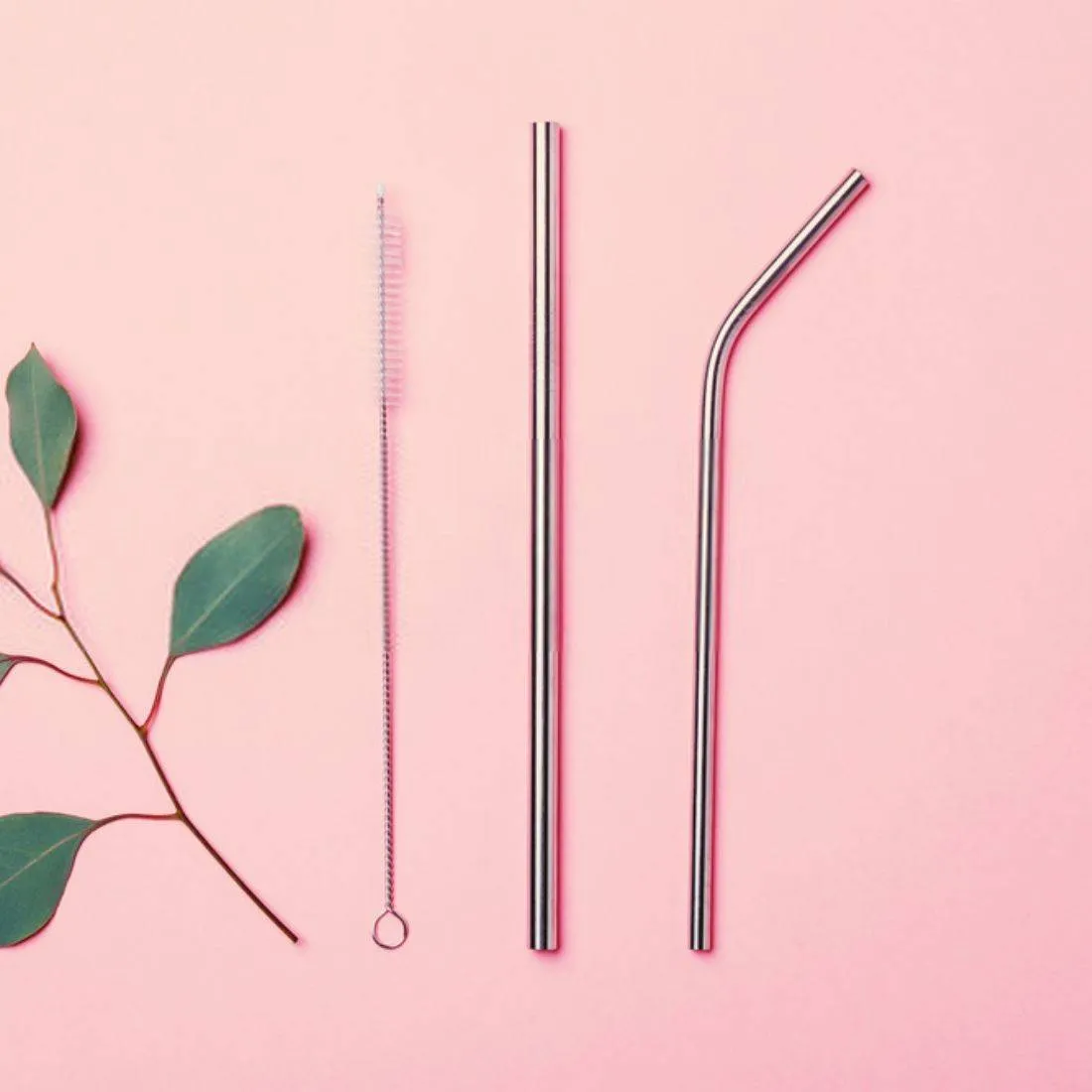 Steel Straws | Reusable Straws 2 Bent   2 Straight   1 Cleaner   1 Pouch | Eco friendly Straws