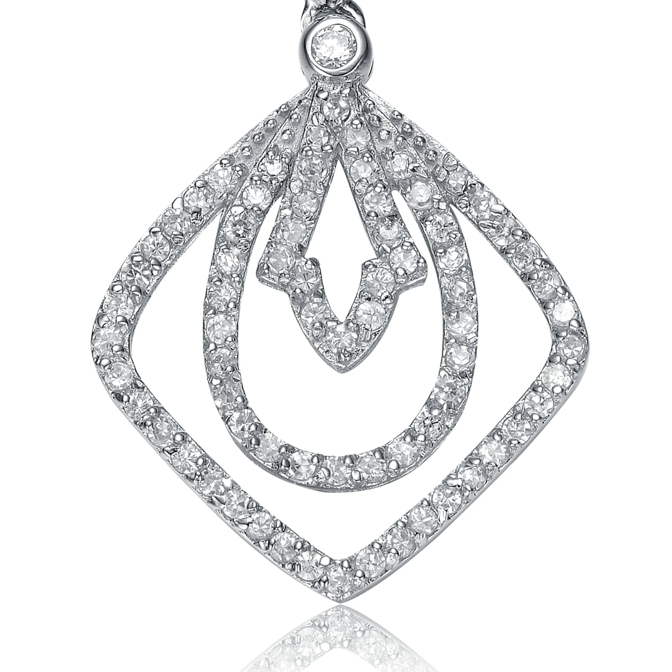 Sterling Silver White Cubic Zirconias Shape Pendant