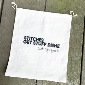 Stitches Get Stuff Done Drawstring Project Bag