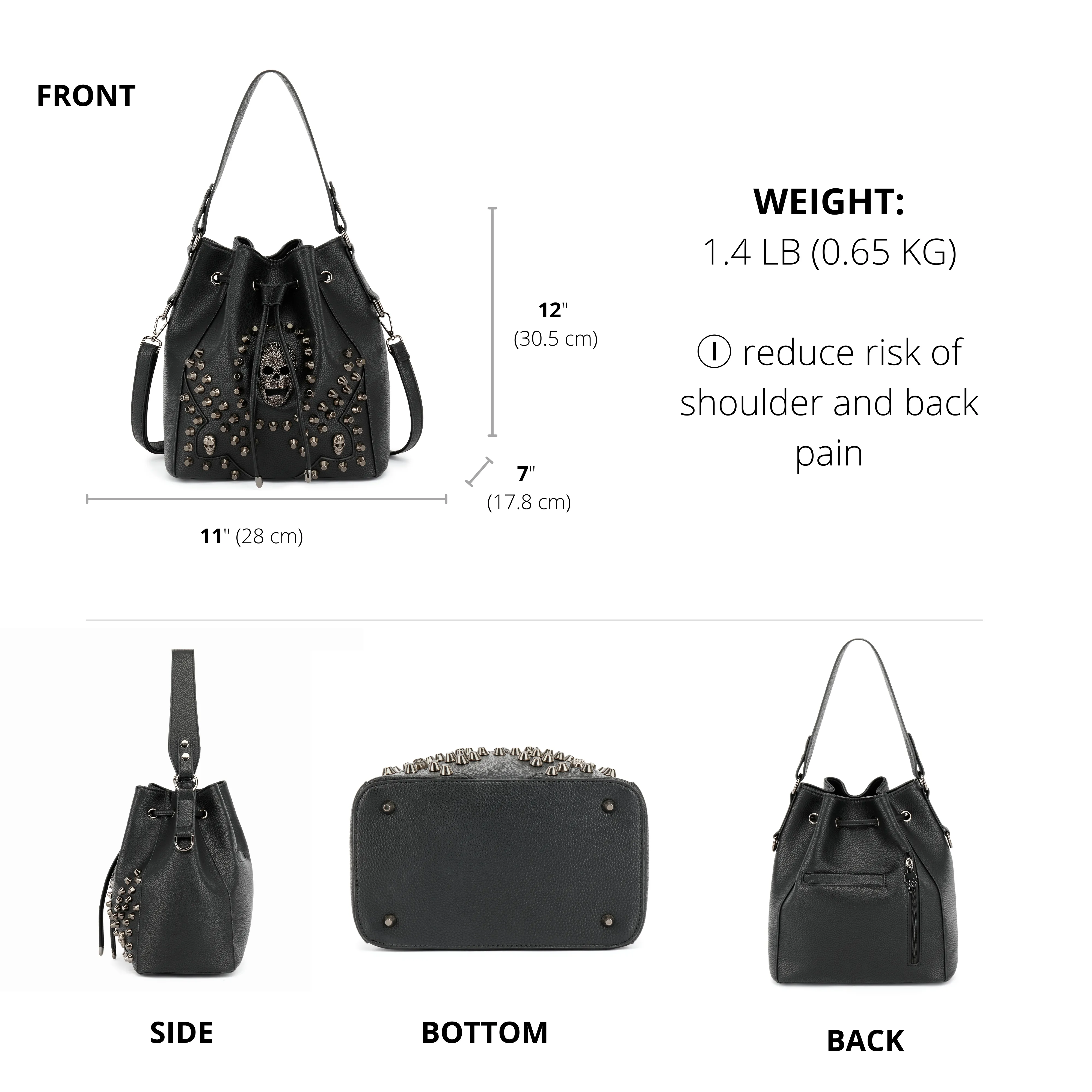 Studded Skull Bucket Bag H141701A