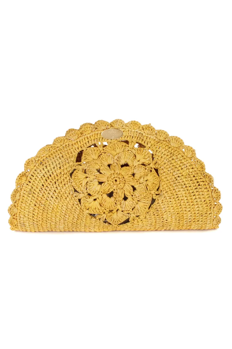 Sun Raffia Clutch in Yellow