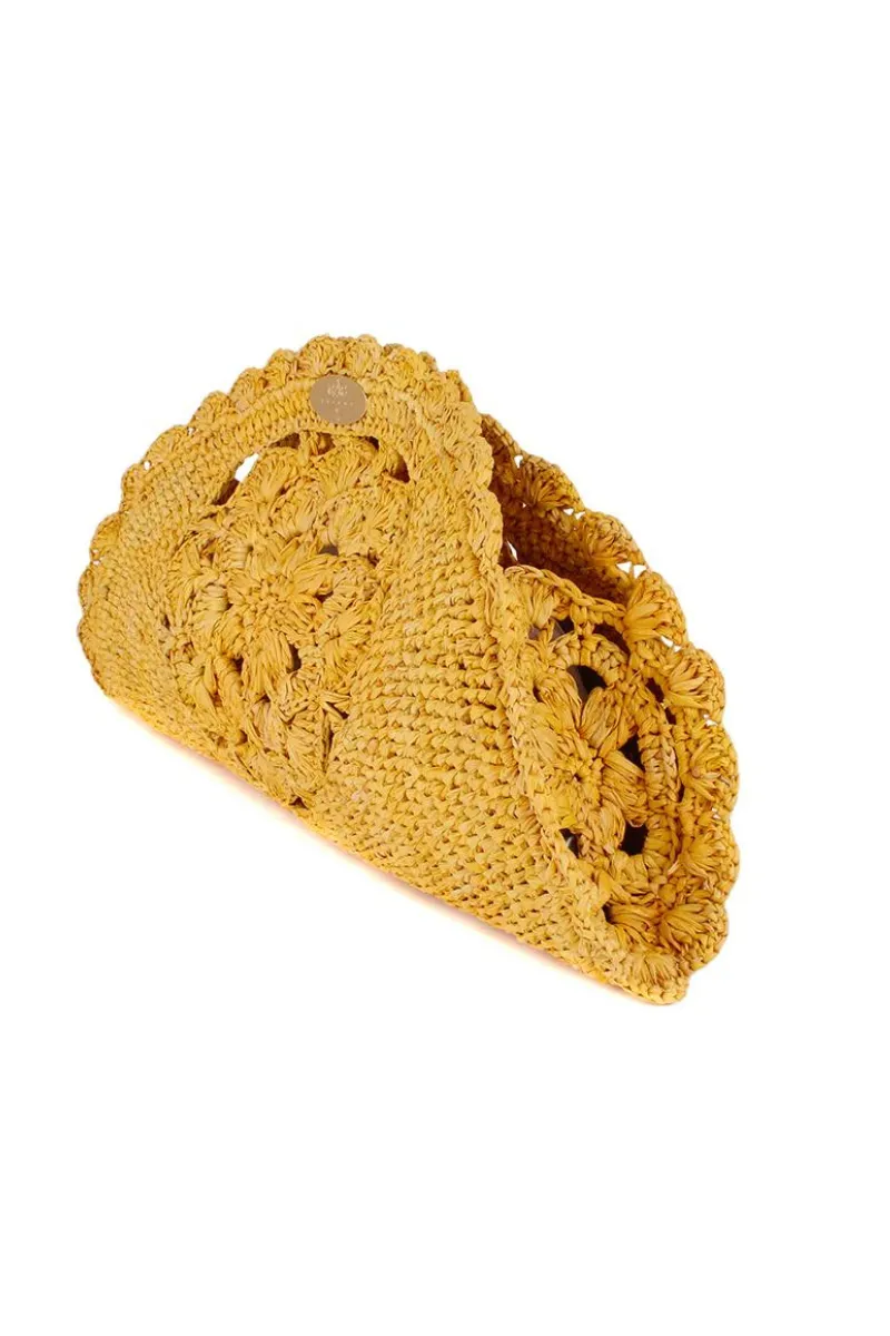 Sun Raffia Clutch in Yellow