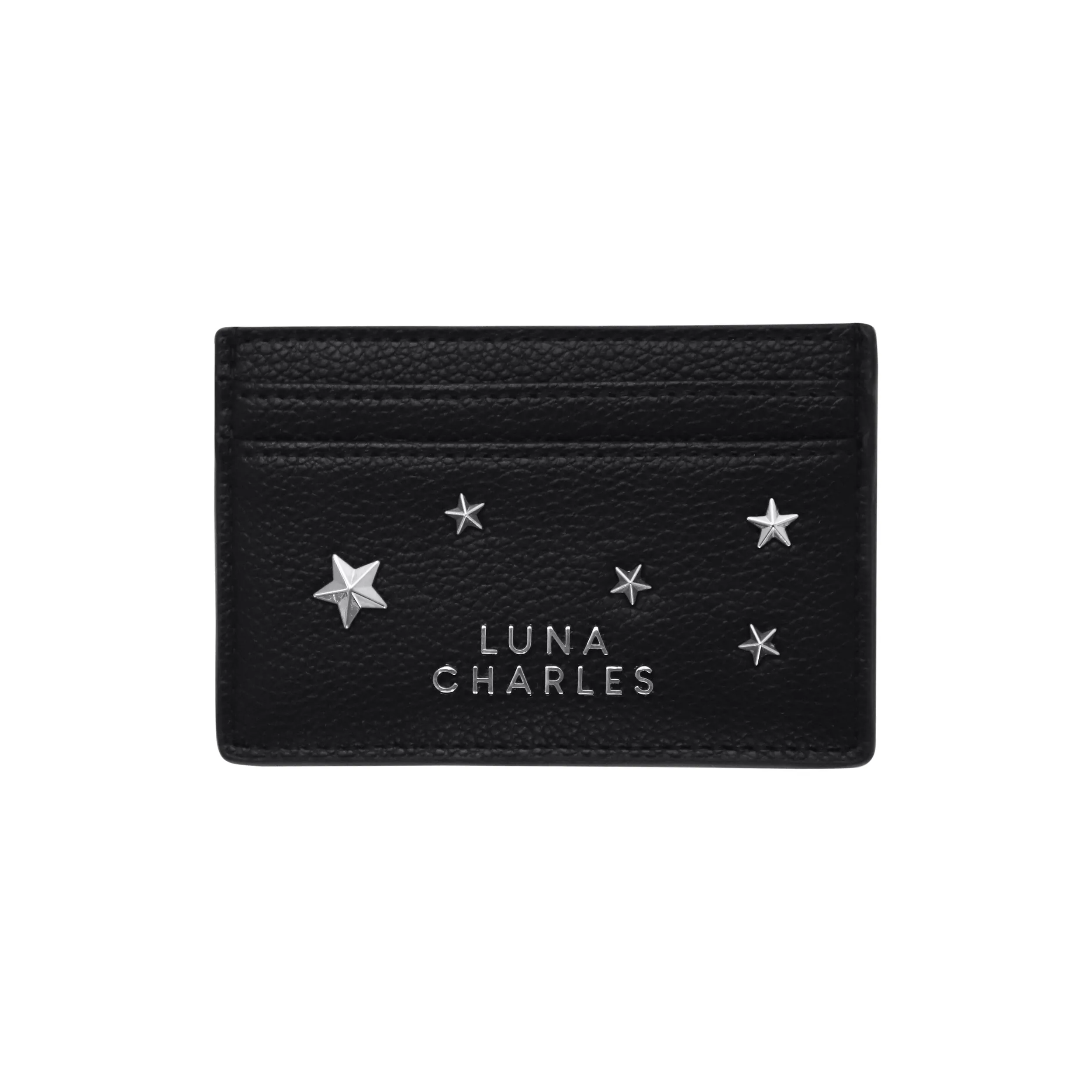 Tala Star Studded Card Holder - Black & Silver